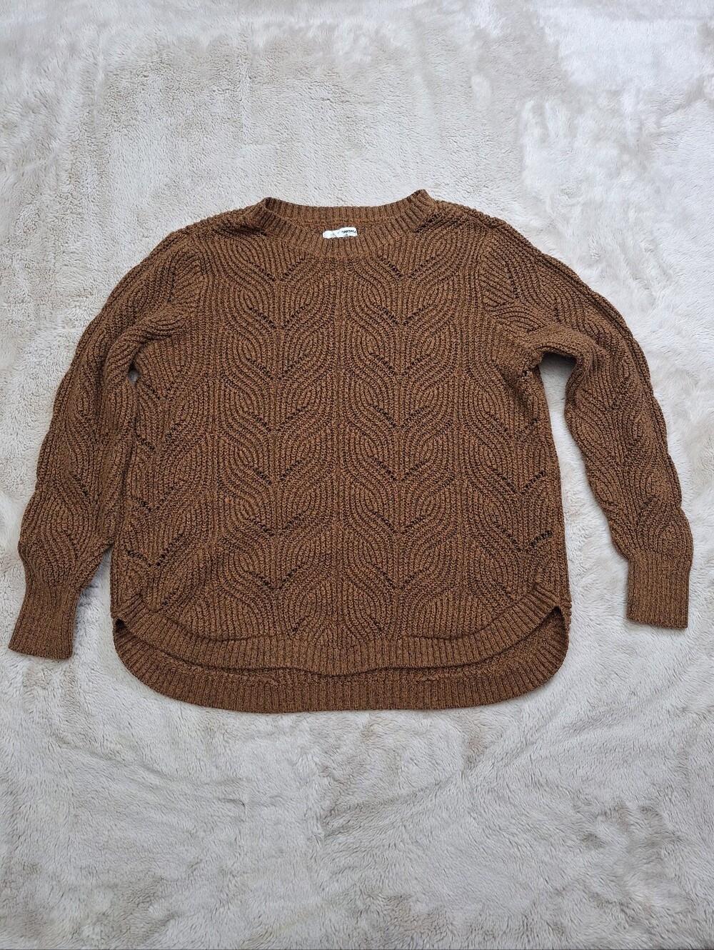 Sonoma Goods For Life Brown Open Knit Pointelle Sweater - Size Large